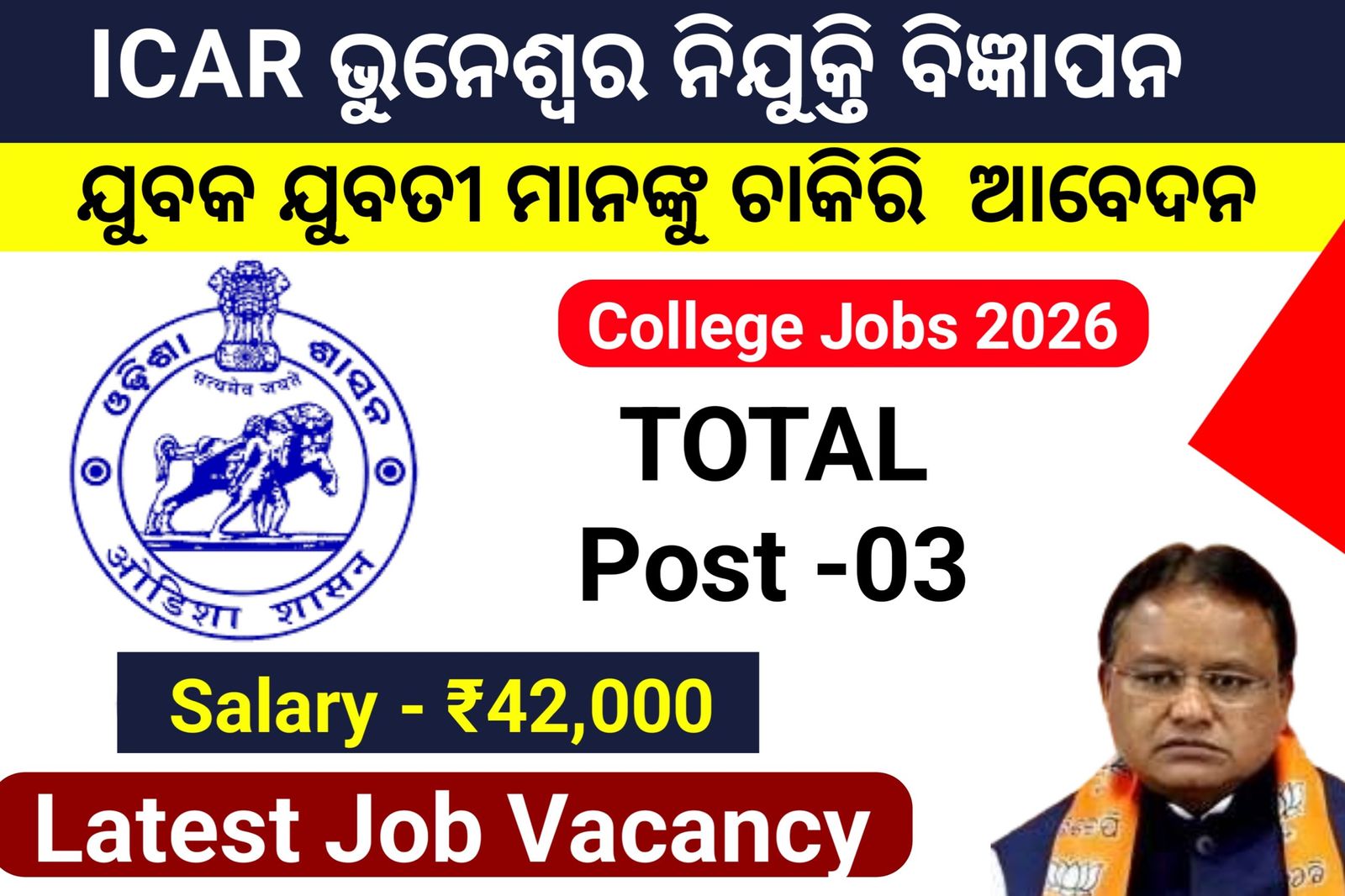 ICAR Bhubaneswar Odisha Govt Jobs 2026