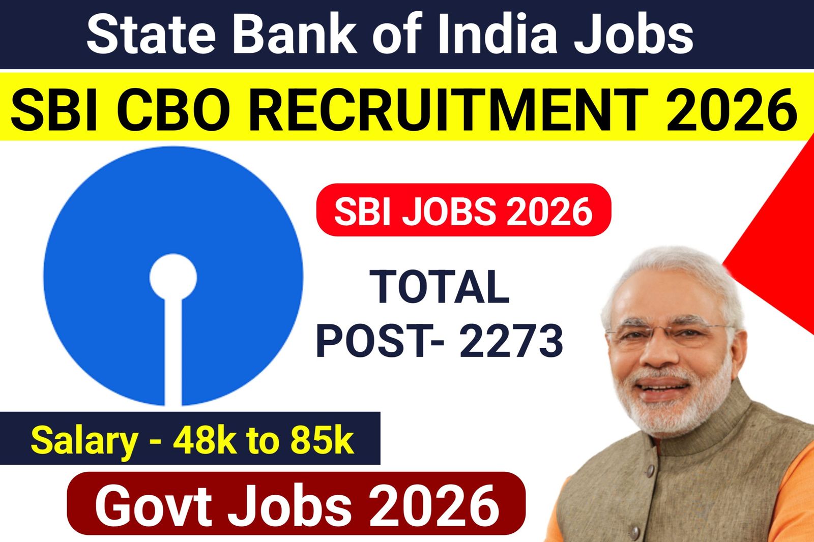 SBI CBO Recruitment 2026 Online Apply Start For 2273 Post Vacancy